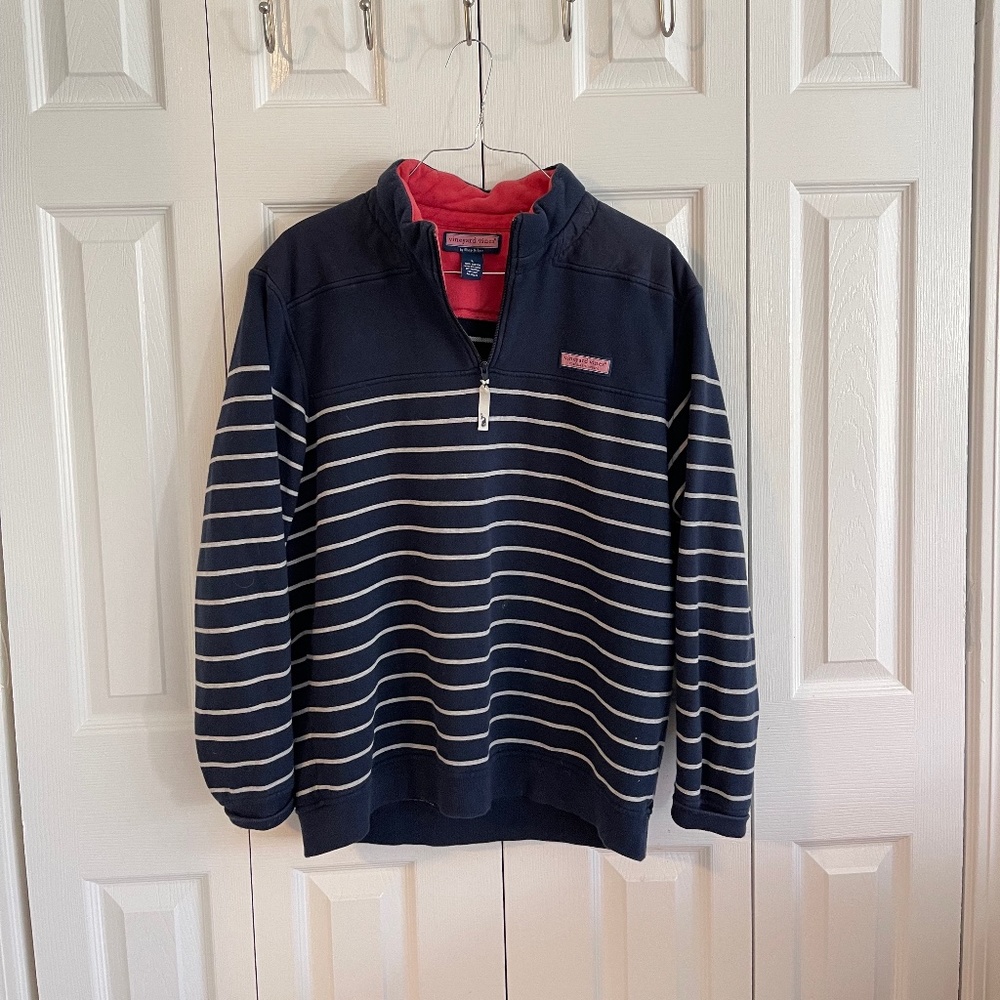 EUC -- Vineyard Vines 1/4 Zip Striped Pullover Sweatshirt - Mens - Size L
